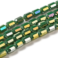 Electroplate Glass Beads Strands, Faceted, AB Color, Column, Dark Green, 4x6mm, Hole: 1mm, about 80pcs/strand, 18.11''(46cm)(EGLA-D031-01E)