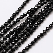 Natural Black Onyx Beads Strands, Faceted Round, 2mm, Hole: 0.8mm, about 190pcs/strand, 15 inch(G-A129-2mm-25)