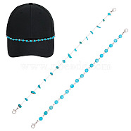 2Pcs 2 Styles Natural & Synthetic Turquoise Link Baseball Cap Chain, with Alloy Lobster Claw Clasps, Platinum, 238~246mm, 1pc/style(AJEW-TAC00031)