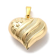 Brass Pendants, Long-Lasting Plated, Lead Free & Cadmium Free, Heart with Star Charm, Real 18K Gold Plated, 25x25x12mm, Hole: 8x5mm(KK-K375-15G)