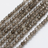 Natural Smoky Quartz Beads Strands, Faceted, Round, 4mm, Hole: 1mm, about 90pcs/strand, 14.9 inch~15.1 inch(G-D840-09-4mm)