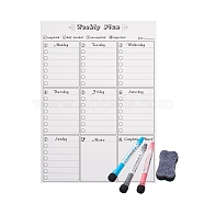 Magnetic Dry Erase Weekly Calendar for Fridge, with Fine Tip Markers and Large Eraser with Magnets, Monthly Whiteboard, Black, 42x29.8x0.05cm(AJEW-E043-06)