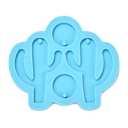 DIY Pendant Silicone Molds, for Earring Makings, Resin Casting Molds, Clay Craft Mold Tools, Cactus, Blue, 89x102x5mm, Hole: 3mm(DIY-P022-22F)