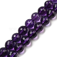 Natural Amethyst Beads Strands, Faceted(128 Facets), Round, Grade A, 9.5~10mm, Hole: 1.2mm, about 39pcs/strand, 14.61~14.76 inch(37.1~37.5cm)(G-C079-B03-03)