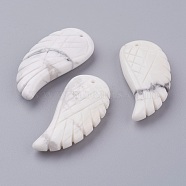 Natural Howlite Pendants, Wing, 34~35x16~18x6.5~7.5mm, Hole: 1mm(G-E435-F-15)