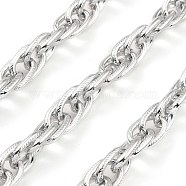 Aluminium Rope Chains, Unwelded, with Spool, Platinum, 16x10x2.5mm, about 16.40 Feet(5m)/Roll(CHA-C002-01P)
