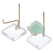 Square Clear Acrylic Crystal Rock Display Easels with Iron Holder, for Gemstone Agate Mineral Display, Platinum & Golden, 4.95x4.95x9cm(ODIS-WH0038-27)