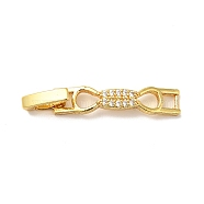 Bowknot Rack Plating Brass Clear Cubic Zirconia Watch Band Clasps, Cadmium Free & Lead Free, Long-Lasting Plated, Real 18K Gold Plated, 33x5.5x4mm, Hole: 3x3mm(ZIRC-H125-19G)