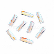 Glass Rhinestone Cabochons, Nail Art Decoration Accessories, Faceted, Rectangle, Clear AB, 9x2.5x2mm(MRMJ-N027-009A)
