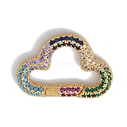 Rack Plating Brass Micro Pave Cubic Zirconia Spring Gate Rings Clasps, Cadmium Free & Lead Free, Long-Lasting Plated, Cloud, Colorful, 17x25x3mm(KK-NH0002-05G-02)