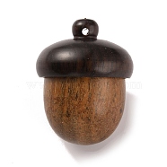 Wooden Acorn Box Jewelry Pendants, Autumn Acorn Charm, with Screw Cap, Dyed, Secret Canister, Camel, 29.5x22mm, Hole: 2mm, Inner Diameter: 14x14mm(WOOD-WH0022-06B)