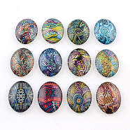 Mixed Pattern Glass Oval Flatback Cabochons for DIY Projects, Mixed Color, 40x30x8mm(X-GGLA-R022-40x30-100)