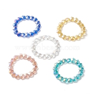 Electroplate Glass Plum Blossom Beaded Kids Bracelets, Flower Stretch Bracelet for Kids, Mixed Color, Inner Diameter: 2-1/4 inch(5.6cm)(BJEW-JB09172)