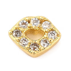 Rack Plating Brass Micro Pave Clear Cubic Zirconia Cabochons, Cadmium Free & Lead Free, Long-Lasting Plated, Real 18K Gold Plated, Lip, 5x6x2mm(KK-F874-02G-01)