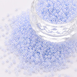 12/0 Imitation Jade Glass Seed Beads, Opaque Colours Rainbow, Round, Light Steel Blue, 2x1.5mm, Hole: 1mm, about 40000pcs/Pound(SEED-S049-B-003)