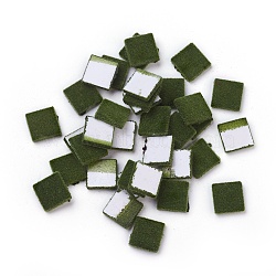 Flocky Acrylic Cabochons, Sqaure, Dark Olive Green, 10x10x2mm(X-OACR-I001-D03)