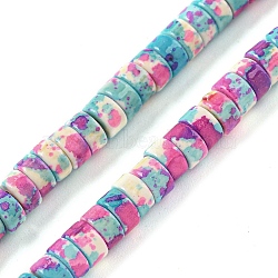 Baking Paint Synthetic Turquoise Beads Strands, with Enamel, Disc, Camellia, 4.5x2~2.5mm, Hole: 1mm, about 155pcs/strand, 15.24''(38.7cm)(G-H060-02A-03)