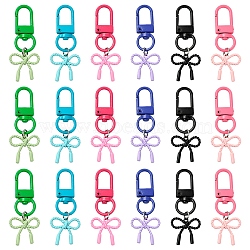 6Pcs Spray Plating Alloy Bowknot Pendant Decorations, with Alloy Swivel Clasps, Mixed Color, 54mm(HJEW-YW00415)