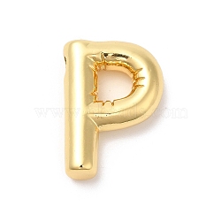 Rack Plating Brass Pendants, Balloon Letter Charm, for Personalized Name Necklaces Making, Long-Lasting Plated, Lead Free & Cadmium Free, Real 18K Gold Plated, Letter P, 21.5x15x5mm, hole: 3x1.5mm(KK-R143-21G-P)