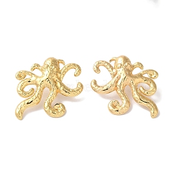 Octopus Ion Plating(IP) 304 Stainless Steel Stud Earrings for Women, Golden, 31x33mm(EJEW-L287-024G)