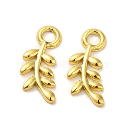 304 Stainless Steel Pendants, Leafy Branch Charms, Real 18K Gold Plated, 15.5x6.5x1.5mm, Hole: 2.5mm(STAS-Q322-23G)