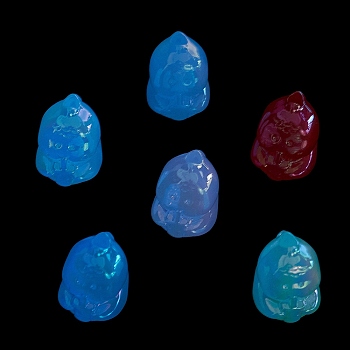 Luminous UV Plating Rainbow Iridescent Acrylic Beads, Dinosaur, Mixed Color, 23x15x20.5mm, Hole: 3.5mm
