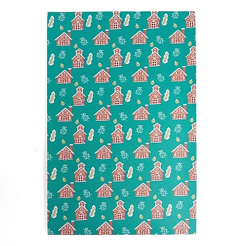 Christmas Theme Printed PVC Leather Fabric Sheets, for DIY Bows Earrings Making Crafts, Dark Cyan, 30x20x0.07cm
