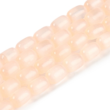 Natural Selenite Beads Strands, Dyed, Drum, PeachPuff, 12x8mm, Hole: 1.2mm, about 32pcs/strand, 15.43''(39.2cm)