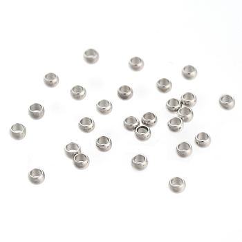 304 Stainless Steel Spacer Beads, Rondelle, Stainless Steel Color, 2.5x1.5mm, Hole: 1~1.5mm