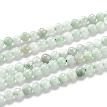 Natural Jadeite Beads Strands, Round, 3mm, Hole: 0.6mm, about 118pcs/strand, 15.35 inch(39cm)