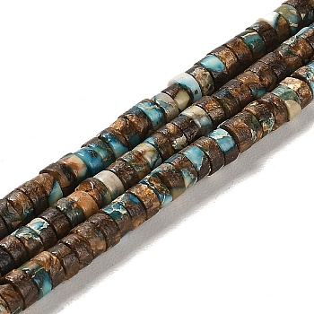 Synthetic Regalite/Imperial Jasper/Sea Sediment Jasper Beads Strands, Dyed, Disc, Heishi Beads, 4x2mm, Hole: 0.9mm, about 180pcs/strand, 15.94 inch(40.5cm)