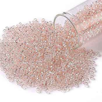 TOHO Round Seed Beads, Japanese Seed Beads, (106) Transparent Luster Rosaline, 8/0, 3mm, Hole: 1mm, about 222pcs/10g