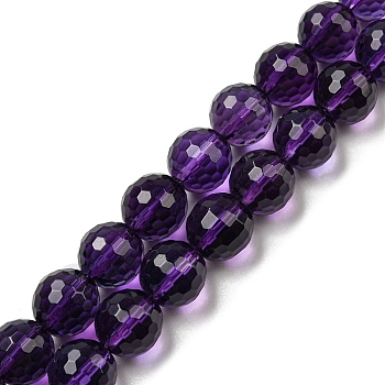 Natural Amethyst Beads Strands, Faceted(128 Facets), Round, Grade A, 9.5~10mm, Hole: 1.2mm, about 39pcs/strand, 14.61~14.76 inch(37.1~37.5cm)