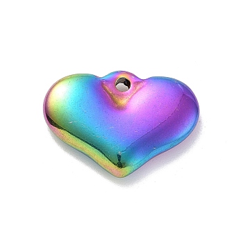 Vacuum Plating 304 Stainless Steel Pendants, Heart, Multi-color, 15x20x3.5mm, Hole: 1.8mm