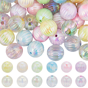 48Pcs 12 Styles UV Plating Acrylic Beads, Iridescent, Pumpkin, Mixed Color, 16mm, Hole: 2.5mm, 4pcs/style