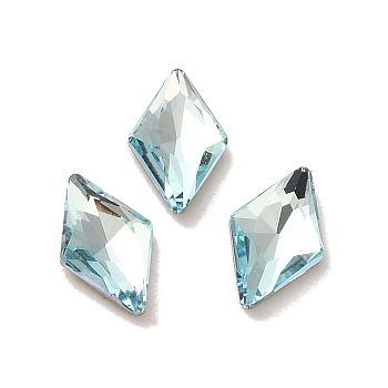 Glass Rhinestone Cabochons, Point Back & Back Plated, Faceted, Rhombus, Light Azore, 8x5x2mm