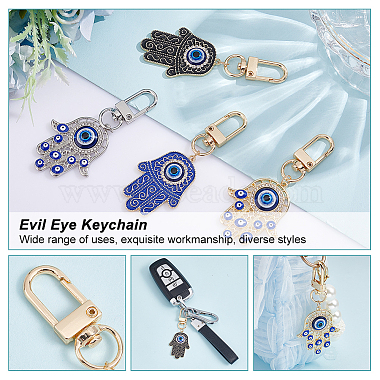 4Pcs 4 Style Alloy Enamel Turkish Evil Eye Pendant Decoration(KEYC-AR0001-14)-4