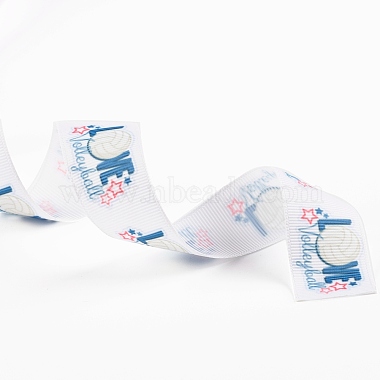 Single Face Word Love with Volleyball Printed Polyester Grosgrain Ribbons(SRIB-P019-04)-3