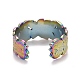 Rainbow Color Ion Plating(IP) 304 Stainless Steel Leaf Open Cuff Ring for Women(RJEW-A005-16)-3