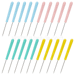 20Pcs 4 Colors Iron Bead Awls, with PE Handles, for Punch Sewing Stitching Leather Craft, Platinum, Mixed Color, 13.4x1.05cm, 5pcs/color(TOOL-BC0003-29)