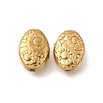 304 Stainless Steel Beads, Ion Plating(IP), Oval with Flower, Real 18K Gold Plated, 8x6x3mm, Hole: 0.9mm(STAS-L315-028G)