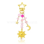Alloy & Glass Pendant Decorations, with Alloy Swivel Lobster Clasps, Violet, 104mm(HJEW-YW00405-02)