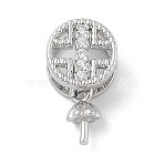 Rack Plating Brass Pendant Bails, Long-Lasting Plated, Lead Free & Cadmium Free, Flat Round, Platinum, 14x8x5mm, Hole: 2x3mm(KK-G515-45P)