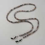 Crackle Glass Round Beaded Chains Neck Strap for Eyeglasses, Eyeglasses Chains with Rubber Loops Ends, Gray, 713mm(AJEW-WH20006-245A)