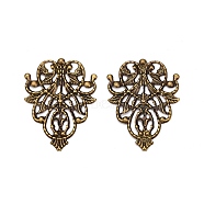 Iron Filigree Joiners Links, Etched Metal Embellishments, Leaf, Antique Bronze, 30x25.5x0.5mm(IFIN-N011-06AB)