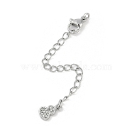 Brass Micro Pave Cubic Zirconia Ends with Chains, Groud, Platinum, 75mm, Hole: 2.5mm(KK-U043-05P)