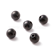 202 Stainless Steel Beads, Half Drilled, Round, Electrophoresis Black, 8x7.5mm, Half Hole: 2mm(STAS-M295-01EB-04)