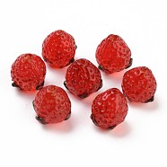 Handmade Bumpy Lampwork Beads, Strawberry, Red, 14~15x12.5x12.5mm, Hole: 1.2mm(LAMP-S194-012)