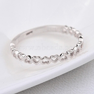 Alloy Finger Rings, Hollow Heart, Platinum, US Size 10(19.8mm)(PW-WG37491-04)