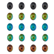 Translucent Glass Cabochons, Changing Color Mood Cabochons, Flat Oval, Black, 10.5x8.5x6mm, 40pcs/box(GLAA-FH0001-54)